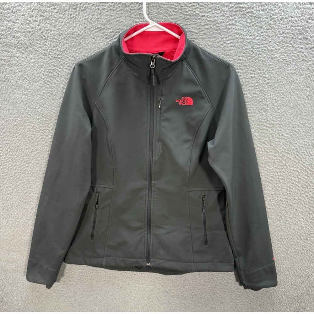 The North Face Jacket Womens Medium Gray Pink Windwall Full Zip Windbreaker